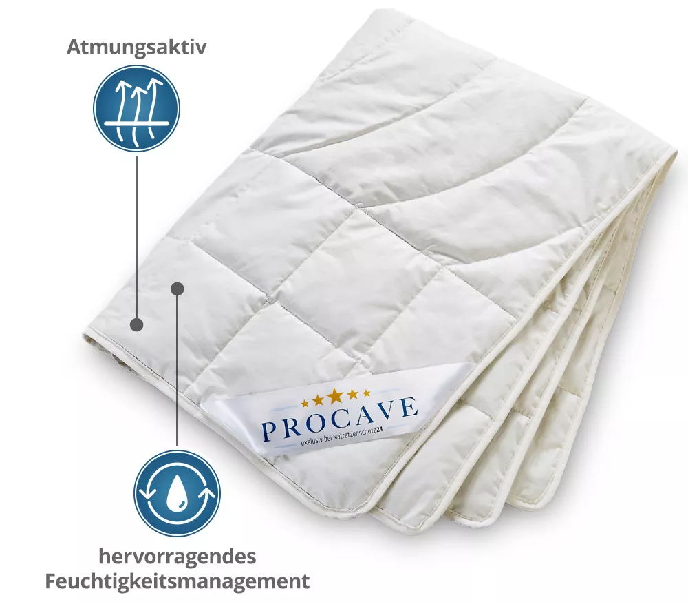 PROCAVE Kamelhaar Exquisit Qualitäts-Bettdecke für den Sommer leichte Sommerbettdecke Natur-Baumwolle aus der Natur atmungsaktiv wärmeausgleichend PROCAVE Matratzenschutz24