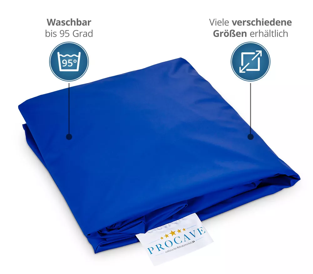 wasserdichtes Spannbettlaken in blau abwischbar bei Inkontinenz Matratzenschutz24 by PROCAVE