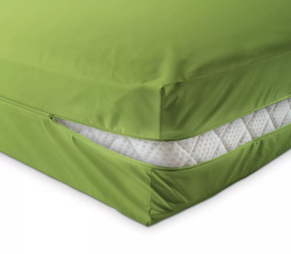 unversteppter Matratzenbezug in grün apfelgrün aus Baumwolle Matratzenschutz24 by PROCAVE