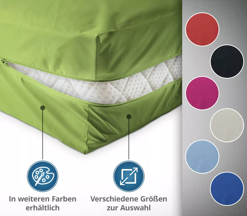 unversteppter Matratzenbezug in grün apfelgrün aus Baumwolle Matratzenschutz24 by PROCAVE