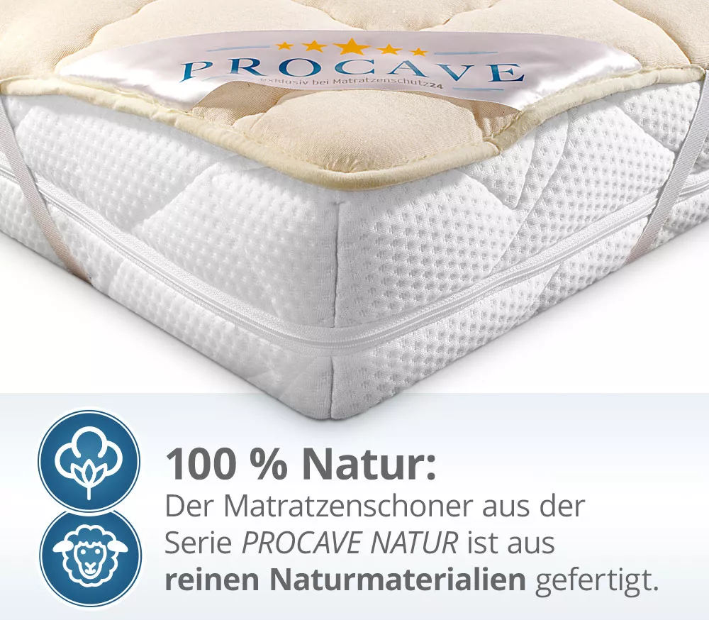 PROCAVE NATUR Schurwolle Natur Unterbett Matratzenschoner aus Deutschland