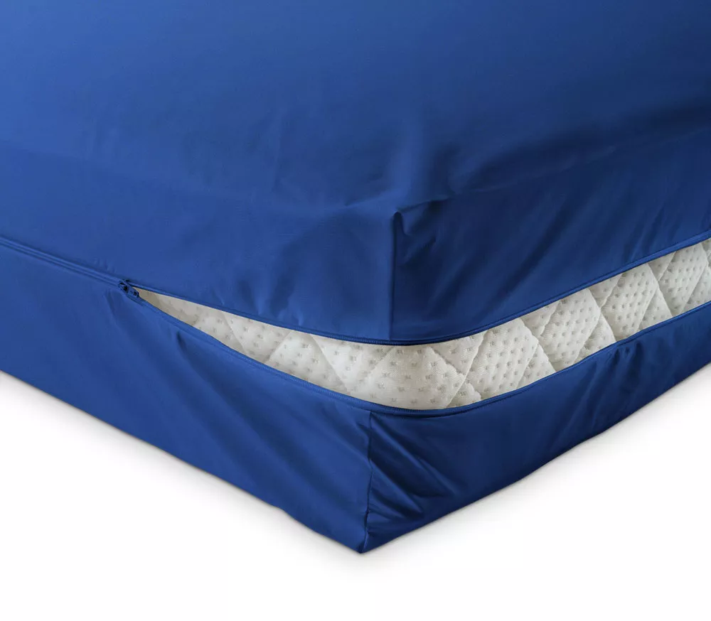 unversteppter Matratzenbezug in blau aus Baumwolle Matratzenschutz24 by PROCAVE