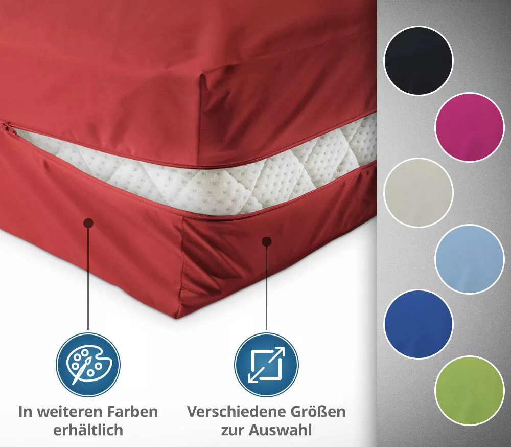 unversteppter Matratzenbezug in rot aus Baumwolle Matratzenschutz24 by PROCAVE